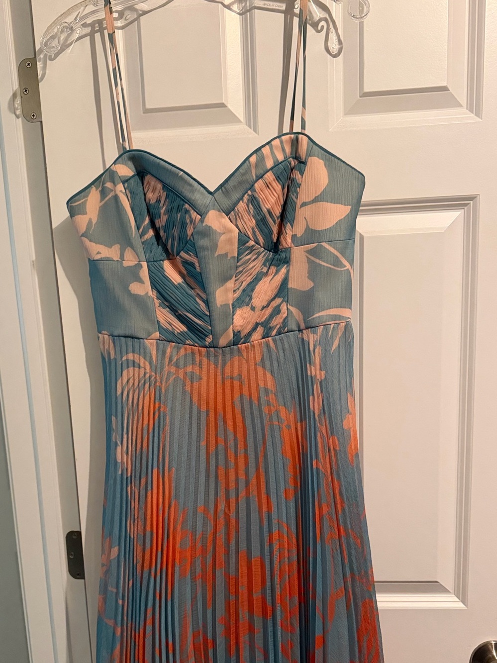 Karen Millen Pleated Floral Spaghetti Strap Dress